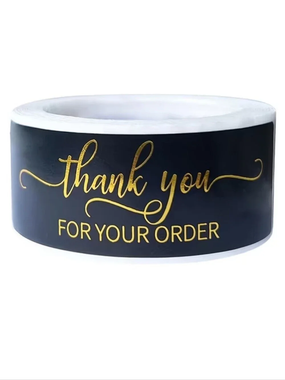 Thank You For Your Order Black & Gold Shipping Sticker Roll. 125. 3x1